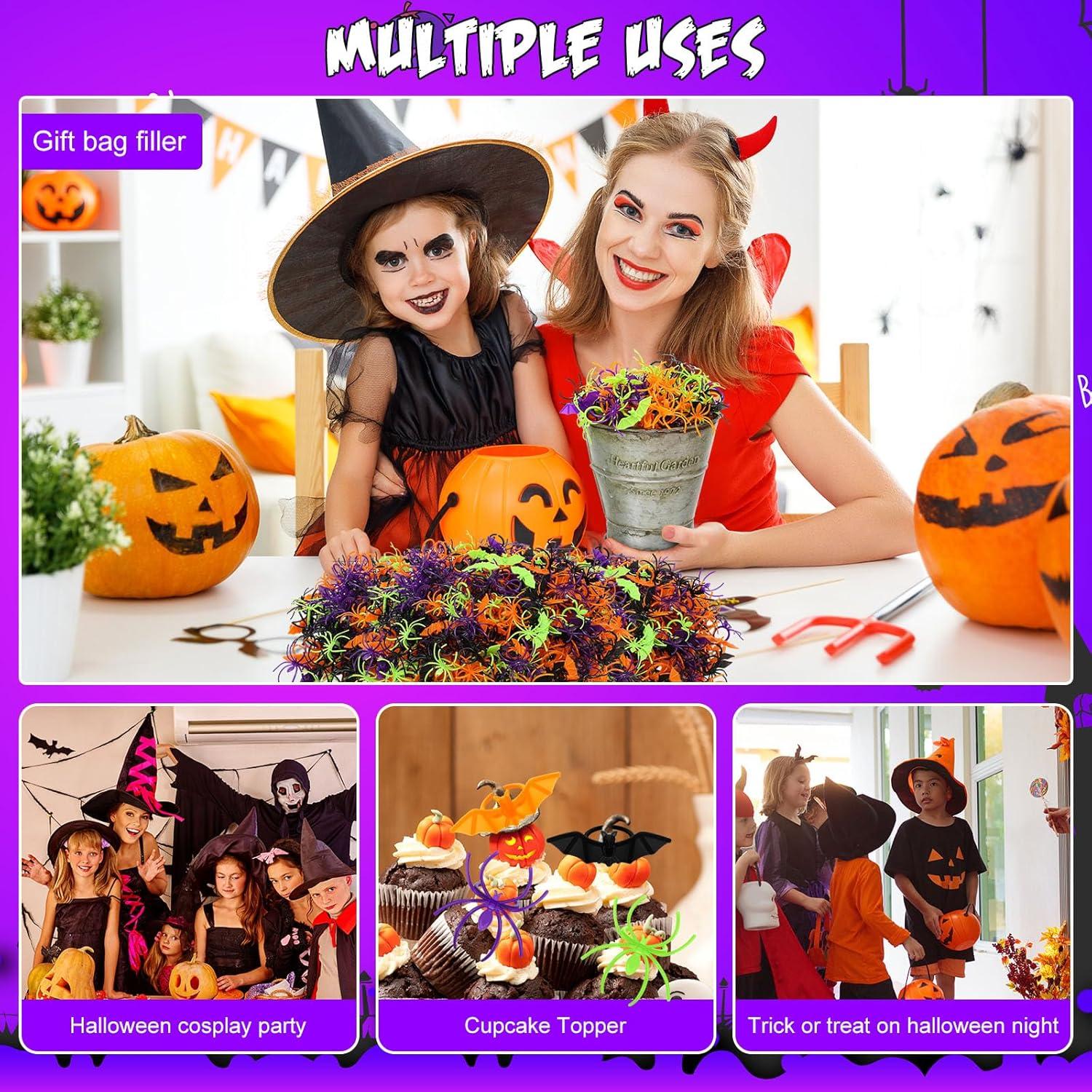 imageZubebe 200 Piece Spider ampamp Bat Rings  Plastic Halloween Decoration ampamp Party FavorsMulticolor