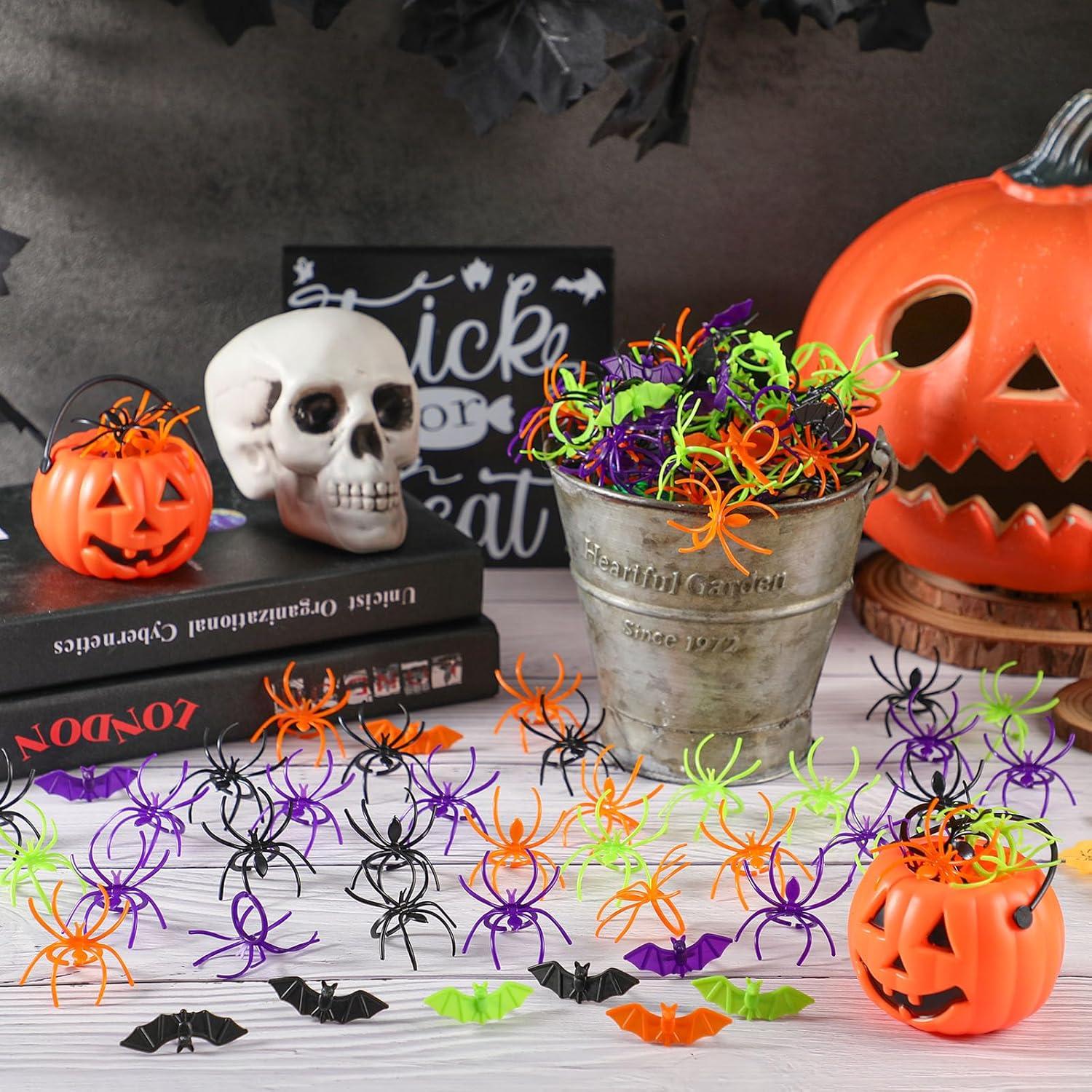 imageZubebe 200 Piece Spider ampamp Bat Rings  Plastic Halloween Decoration ampamp Party FavorsMulticolor