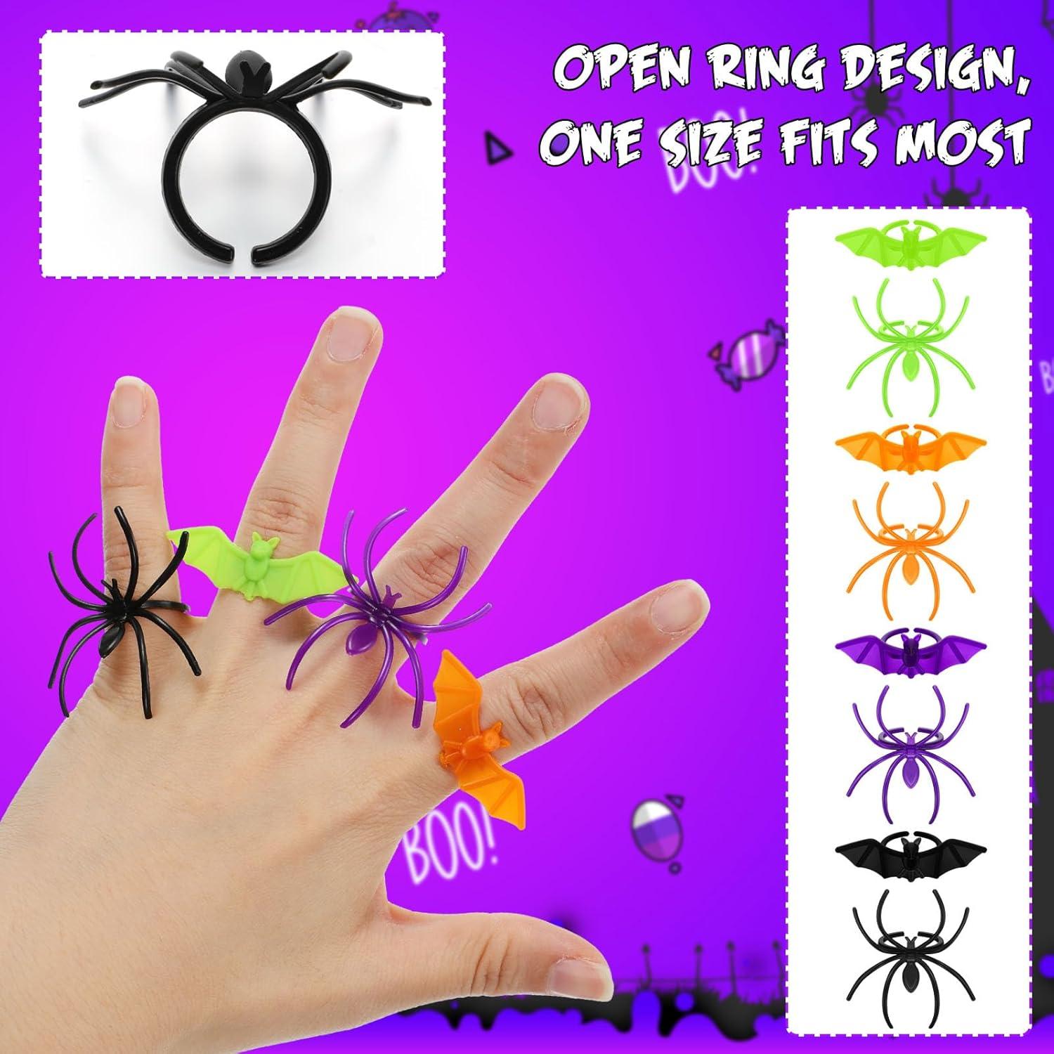 imageZubebe 200 Piece Spider ampamp Bat Rings  Plastic Halloween Decoration ampamp Party FavorsMulticolor