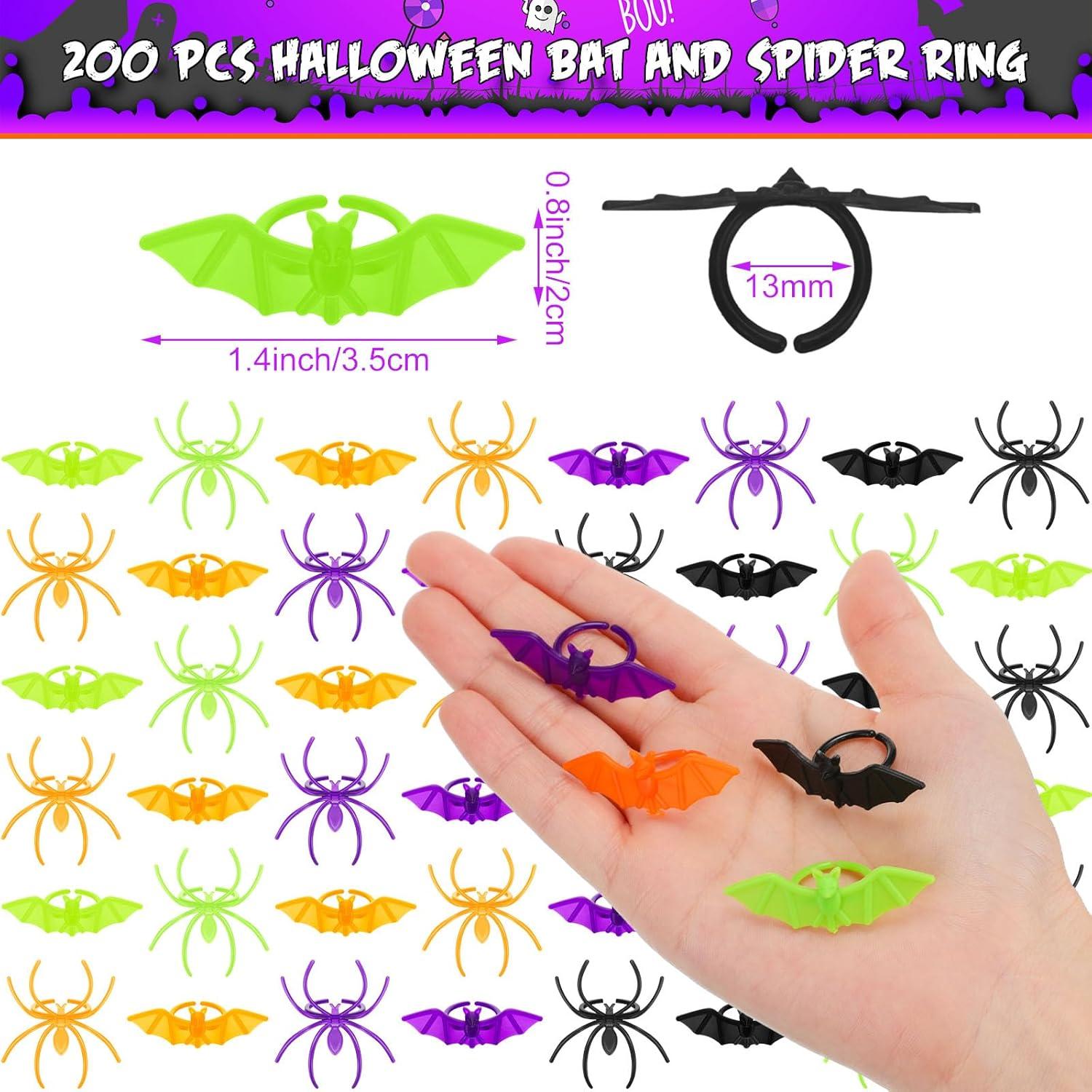 imageZubebe 200 Piece Spider ampamp Bat Rings  Plastic Halloween Decoration ampamp Party FavorsMulticolor
