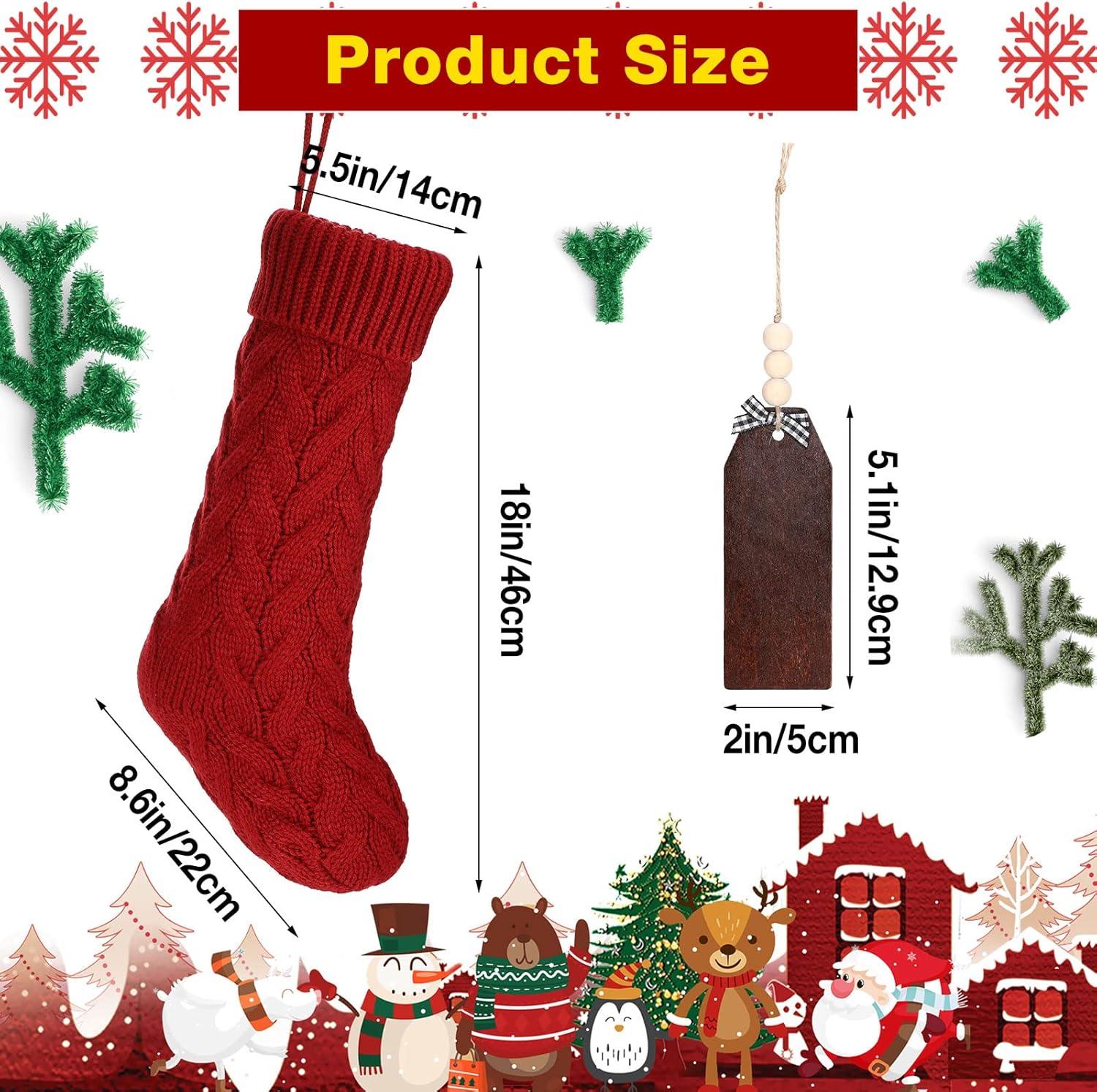 imageZubebe 6 Set Personalized Christmas Stockings 18quot Large Cable Knitted Stocking Xmas Hanging Stocking Decoration with Name TagRed White GreenRed  White  Green