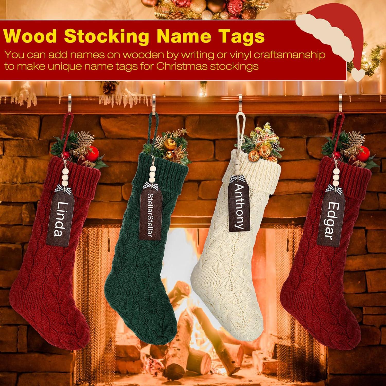 imageZubebe 6 Set Personalized Christmas Stockings 18quot Large Cable Knitted Stocking Xmas Hanging Stocking Decoration with Name TagRed White GreenRed  White  Green