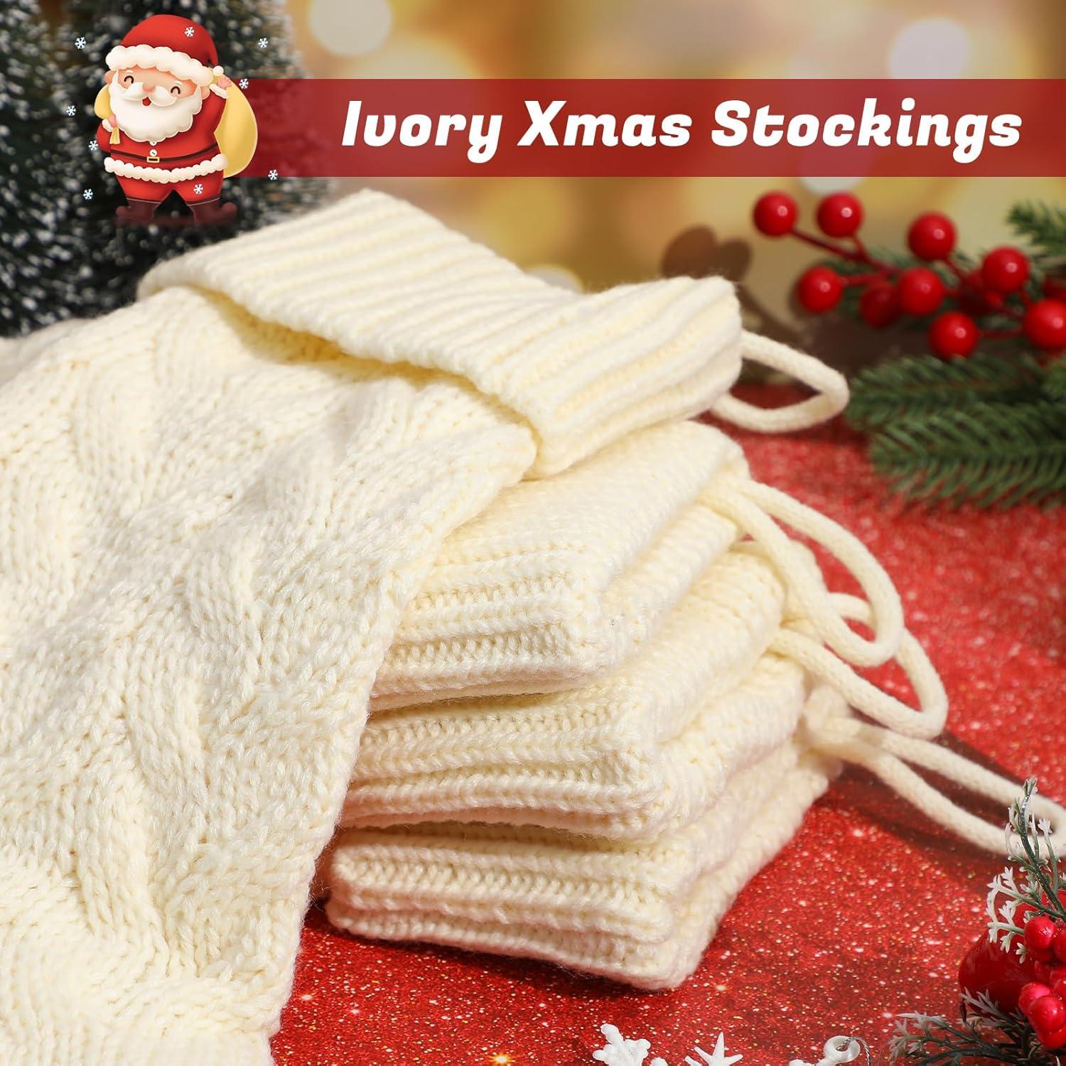 imageZubebe 6 Set Personalized Christmas Stockings 18quot Large Cable Knitted Stocking Xmas Hanging Stocking Decoration with Name TagRed White GreenWhite