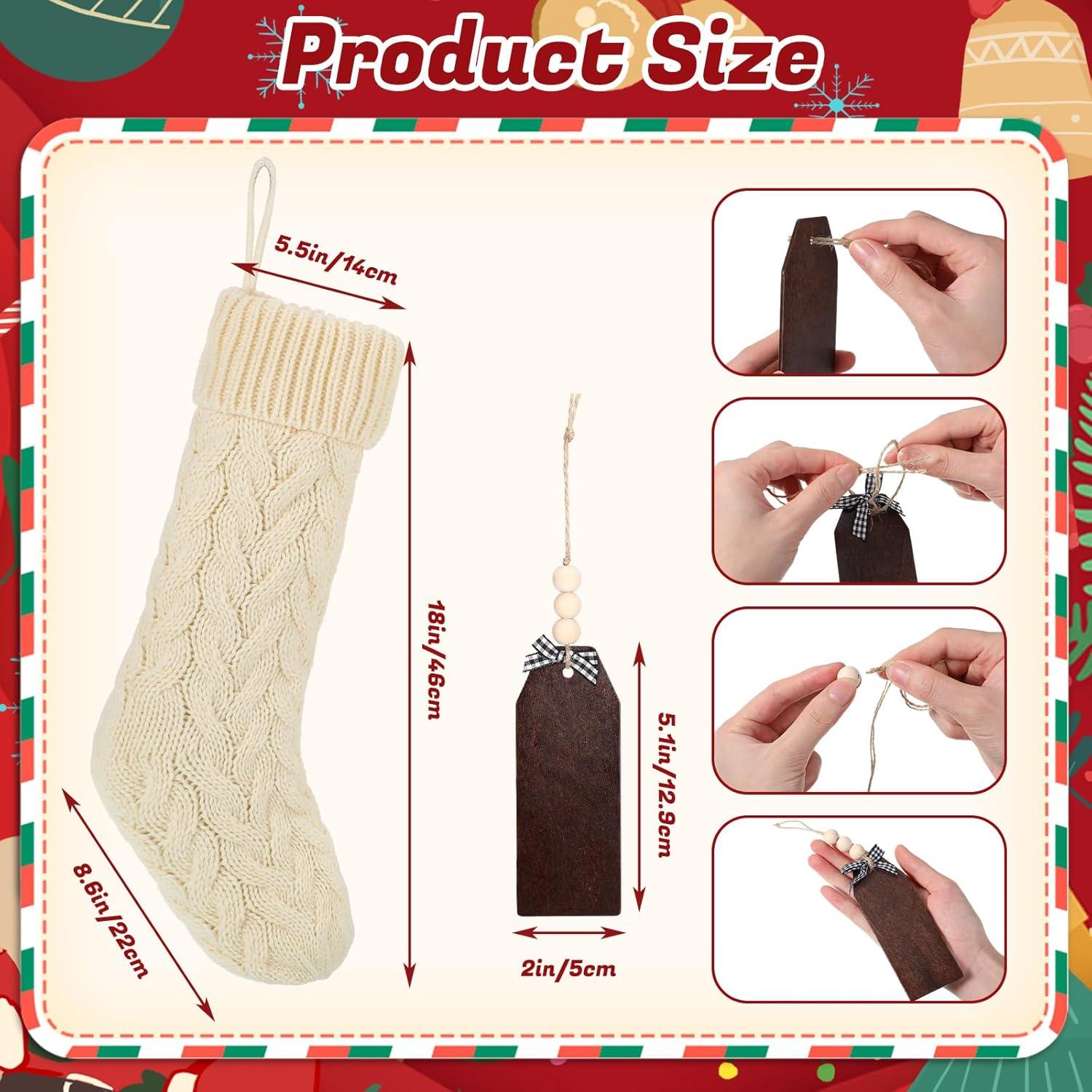 imageZubebe 6 Set Personalized Christmas Stockings 18quot Large Cable Knitted Stocking Xmas Hanging Stocking Decoration with Name TagRed White GreenWhite