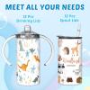 image12 Sets 12 oz Sublimation Blanks Sippy Cups for Toddlers Insulated Stainless Steel Kids Sublimation Tumbler Cups with Lids and Straws 2 Heat Tape 12 Polymer Thermal Transfer Coating Coaster Brush