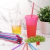 image120 Pieces Glitter Reusable Straws Bulk Plastic 11 Inch Color Changing Straws Hard Plastic Tumbler Pipe for Cups Cleaning Brush Rainbow Colored Drinking Straws