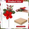 image20 Pcs 11 Inch Christmas Floral Picks Artificial Poinsettia Flowers Faux Red Berries Pine Stem Holly Leaves for Christmas Tree Decoration Holiday DIY Picks Party Supplies