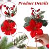 image20 Pcs 11 Inch Christmas Floral Picks Artificial Poinsettia Flowers Faux Red Berries Pine Stem Holly Leaves for Christmas Tree Decoration Holiday DIY Picks Party Supplies