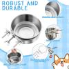 image8 Pcs Hanging Dog Spill Crate Water Kennel Bowl Bulk Mountable Stainless Steel with Clamp Attach Holder Non Spill Metal Feeder Food Dishes for Cat Bird Animal Pet472 x 197 Inch472 x 197 Inch  63 x 236 Inch