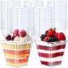 imageZubebe 100 Pack 8 Oz Square Plastic Cups Appetizer Dessert Cups Clear Plastic Disposable Small Tumbler for Ice Cream Fruit Puddings Desserts Appetizers Wedding Party Catering Supplies300