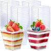 imageZubebe 100 Pack 8 Oz Square Plastic Cups Appetizer Dessert Cups Clear Plastic Disposable Small Tumbler for Ice Cream Fruit Puddings Desserts Appetizers Wedding Party Catering Supplies100