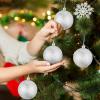 imageZubebe 12 Pieces Large Christmas Ornaments Balls Glitter Snowball Ornaments for Christmas Tree Hanging Shatterproof Plastic Balls for Xmas Holiday Wedding Party DecorationsWhiteSilver
