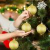 imageZubebe 12 Pieces Large Christmas Ornaments Balls Glitter Snowball Ornaments for Christmas Tree Hanging Shatterproof Plastic Balls for Xmas Holiday Wedding Party DecorationsWhiteGold