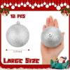 imageZubebe 12 Pieces Large Christmas Ornaments Balls Glitter Snowball Ornaments for Christmas Tree Hanging Shatterproof Plastic Balls for Xmas Holiday Wedding Party DecorationsWhiteSilver