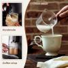 imageZubebe 2 Pack 150 Ml 5 oz Double Spouts Espresso Shot Glasses with Wood Handle Measuring Triple Pitcher Milk Cup Clear Espresso Measuring Cup Glass for Barista Coffee Measure