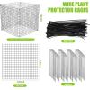 imageZubebe 20 Pack Small Wire Plant Protectors Square Plant Protectors from Animals Mesh Cage Chicken Wire Cloche for Shrubs and Vegetables with Ground Stakes and Nylon Ties 12 x 12 Inch