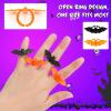imageZubebe 200 Pieces Halloween Plastic Bat Ring Plastic Spider Bat Fake Toy Rings for Halloween Decoration Party Favors Gifts Cupcake ToppersBlack  Orange