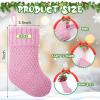 imageZubebe 24 Pcs 7 Inch Knit Christmas Stockings Christmas Mini Stockings Rustic Stocking Decorations Knit Farmhouse Cable Knit Xmas Stocking Hanging Christmas Tree Ornament IvoryPink
