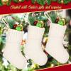 imageZubebe 24 Pcs 7 Inch Knit Christmas Stockings Christmas Mini Stockings Rustic Stocking Decorations Knit Farmhouse Cable Knit Xmas Stocking Hanging Christmas Tree Ornament IvoryIvory