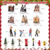 imageZubebe 30 Pcs Christmas Village Houses Sets LED Holiday Village Figurines Collection Buildings Christmas Scene Desktop Ornaments Xmas Indoor Room Classic StyleCute Style