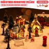 imageZubebe 30 Pcs Christmas Village Houses Sets LED Holiday Village Figurines Collection Buildings Christmas Scene Desktop Ornaments Xmas Indoor Room Classic StyleClassic Style