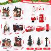 imageZubebe 30 Pcs Christmas Village Houses Sets LED Holiday Village Figurines Collection Buildings Christmas Scene Desktop Ornaments Xmas Indoor Room Classic StyleClassic Style