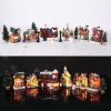 imageZubebe 30 Pcs Christmas Village Houses Sets LED Holiday Village Figurines Collection Buildings Christmas Scene Desktop Ornaments Xmas Indoor Room Classic StyleClassic Style