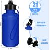 imageZubebe 36 Pcs Sport Water Bottles Bulk 21 oz Squeeze Reusable Bpafree Plastic Water Bottle with Nylon Strap Leak Proof Blank DIY Cup for Travel Hiking Cycling Sport Event Team GiftBlue