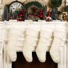 imageZubebe 4 Pieces Cable Knitted Christmas Stocking Bulk 15 Inch Farmhouse Knit Christmas Stockings Black and White Christmas Decoartion Knit Stockings with Plush Faux Fur for Family Holiday Fireplace
