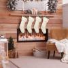 imageZubebe 4 Pieces Cable Knitted Christmas Stocking Bulk 15 Inch Farmhouse Knit Christmas Stockings Black and White Christmas Decoartion Knit Stockings with Plush Faux Fur for Family Holiday Fireplace