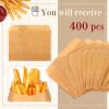 imageZubebe 400 Packs French Fry Bags Grease Resistant Paper for French Fry Disposable Hash Fries Bag Bakery Cookies Candy SnacksWhite47 x 45 InchBrown