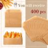 imageZubebe 400 Packs French Fry Bags Grease Resistant Paper for French Fry Disposable Hash Fries Bag Bakery Cookies Candy SnacksWhite47 x 45 InchBrown