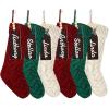imageZubebe 6 Set Personalized Christmas Stockings 18quot Large Cable Knitted Stocking Xmas Hanging Stocking Decoration with Name TagRed White GreenRed  White  Green