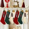 imageZubebe 6 Set Personalized Christmas Stockings 18quot Large Cable Knitted Stocking Xmas Hanging Stocking Decoration with Name TagRed White GreenRed  White  Green