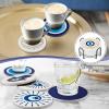 imageZubebe Set of 6 Ceramic Evil Eye Coasters with Holder Evil Eye Blue Coasters for Drinks Round Absorbent Cup Mat with Cork Base for Home Table Decor Desk Kitchen Accessories 4 Inch