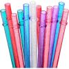 image120 Pieces Glitter Reusable Straws Bulk Plastic 11 Inch Color Changing Straws Hard Plastic Tumbler Pipe for Cups Cleaning Brush Rainbow Colored Drinking Straws