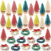 image36 Pieces Vintage Bottle Brush Trees Mini Trees for Crafts Mini Sisal Trees Miniature Wreaths Frosted Christmas Tree Christmas Decoration Winter Ornaments Crafts