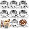 image8 Pcs Hanging Dog Spill Crate Water Kennel Bowl Bulk Mountable Stainless Steel with Clamp Attach Holder Non Spill Metal Feeder Food Dishes for Cat Bird Animal Pet472 x 197 Inch472 x 197 Inch