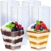 imageDessert Cups 8 oz Clear Plastic Appetizer Cups Small Square Dessert Bowls Mini Serving Cups for Tasting Baby Shower Wedding Birthday Favor 200 Pcs