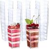 imageZubebe 100 Pack 8 Oz Square Plastic Cups Appetizer Dessert Cups Clear Plastic Disposable Small Tumbler for Ice Cream Fruit Puddings Desserts Appetizers Wedding Party Catering Supplies300