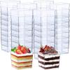 imageZubebe 100 Pack 8 Oz Square Plastic Cups Appetizer Dessert Cups Clear Plastic Disposable Small Tumbler for Ice Cream Fruit Puddings Desserts Appetizers Wedding Party Catering Supplies100