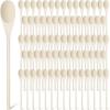 imageZubebe 100 Pcs 12 Inch Long Wooden Spoons for Cooking Kitchen Crafts Long Handle Oval Wood Mixing Spoons Baking Mixing Serving Craft Utensils for Serving Baking Stirring