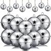 imageZubebe 12 Pcs Christmas Bells Jingle Bells Large 25 Inch Star Cutout Ornament for Crafts Christmas Tree Decor Gift Wrapping Matte RedGreenGoldSilverSilver
