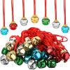 imageZubebe 120 Pieces Christmas Jingle Bell Necklaces Bulk Large Red and Green Bell Necklaces Holiday Christmas Necklace Decorations for Women Craft Gifts Party SuppliesRed Lanyards