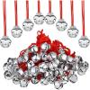 imageZubebe 120 Pieces Christmas Jingle Bell Necklaces Bulk Large Red and Green Bell Necklaces Holiday Christmas Necklace Decorations for Women Craft Gifts Party SuppliesSilver