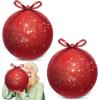 imageZubebe 2 Pcs 8quot Extra Large Size Christmas Hanging Ball Ornaments Oversized Huge Big Xmas Christmas Plastic Balls for Outside Lawn Yard Tree Hanging DecorationsMatte PurpleGlitter Red
