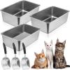 imageZubebe 3 Pack Stainless Steel Cat Litter Box with 3 Pcs Litter Scoop Litter Box Metal Litter Scoops Never Absorbs Odor Rustproof Non Stick Smooth Surface236 x 158 x 79 Inches236 x 158 x 79 Inches