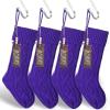imageZubebe 4 Sets 18 in Knitted Christmas Stockings Kit Metal Stocking Holder and Name Tags Large Knit Xmas Stocking with Marker Pen for Family Holiday Xmas Party Fireplace Mantel Decor RedViolet