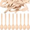 imageZubebe 500 Pack Wooden Spoons Disposable 63 Inch Wooden Plain Cutlery Spoons for Eating Soup Coffee Chocolate Ice Cream Cake Dessert Party Small Utensils