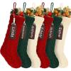 imageZubebe 6 Set Personalized Christmas Stockings 18quot Large Cable Knitted Stocking Xmas Hanging Stocking Decoration with Name TagRed White GreenRed  White  Green